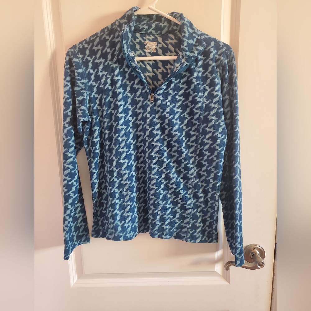 Columbia Blue Houndstooth Pullover Fleece